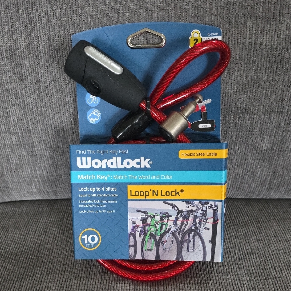 WordLock Loop N Lock Red Bike Lock, New